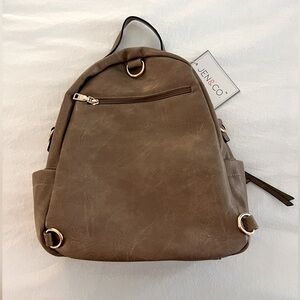 Jen&Co Brown Leather Backpack